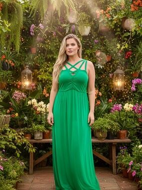 Lane Bryant Green Knit Maxi Dress Size 18/20